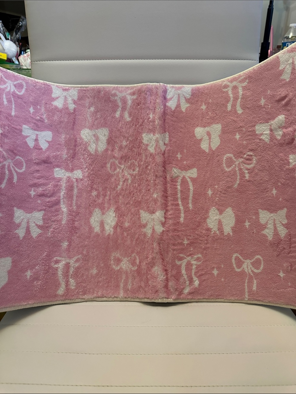 Pink and White Bow Print Soft Area Rug